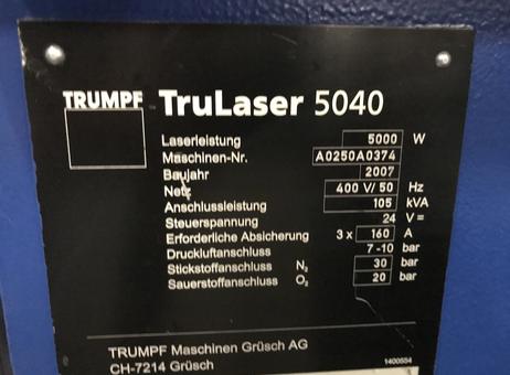 Trumpf TruLaser 5040 5kW P10107047