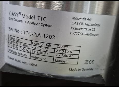 Innovatis AG CASY® Model TTC – Cell Counter + Analyser System P250602044