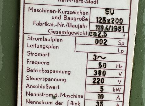 VEB Werkzeugmaschinen SU 125 x 200 P250701159
