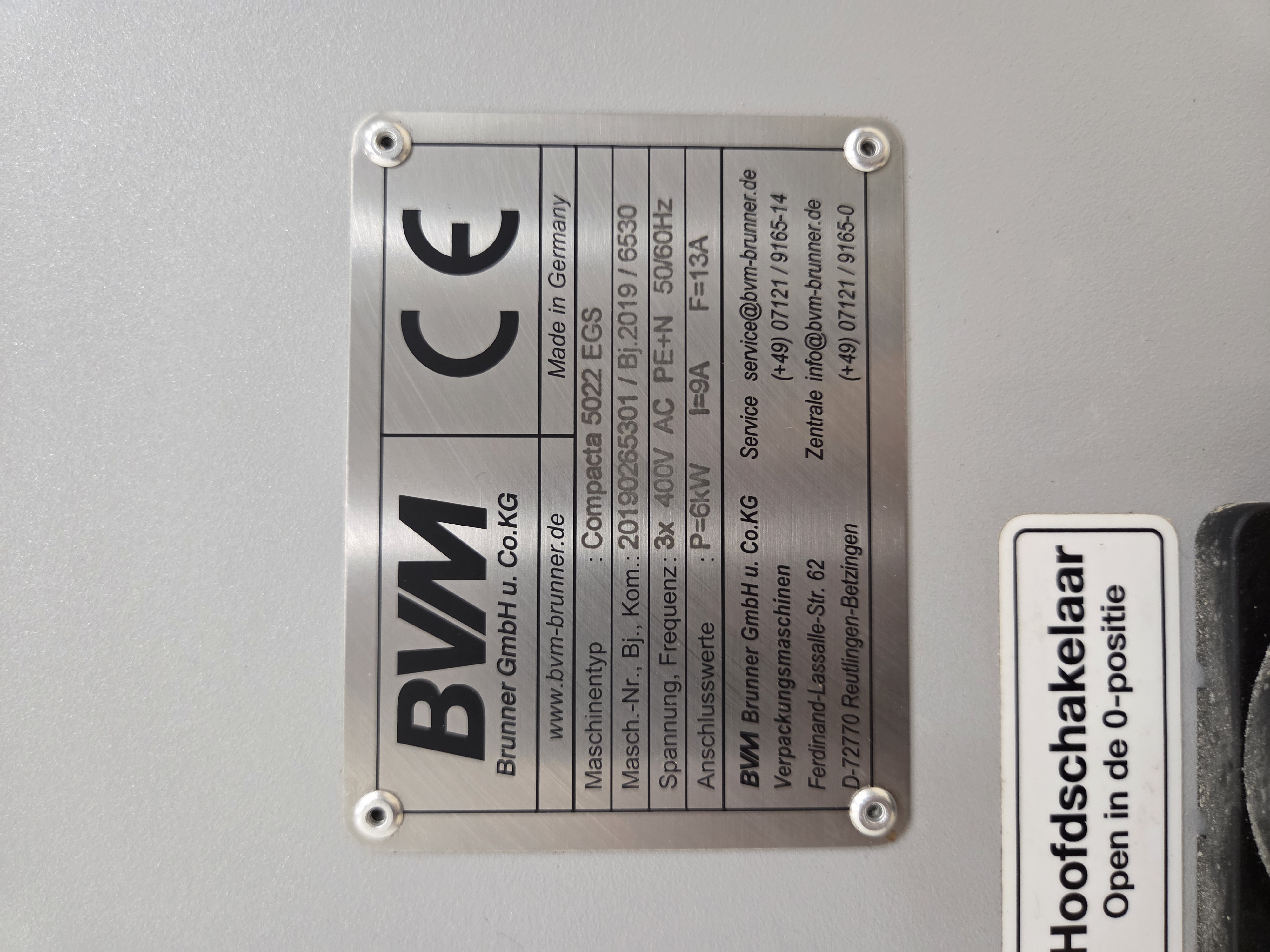 Machine's specifications - BVM Brunner compacta 5022 EGS Used machines ...