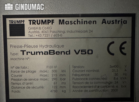 TRUMPF TrumaBend V50 P260612263