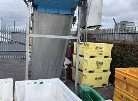 SPC International Food Limited Large Incline Conveyor with Bulk Tank Hopper P260704037