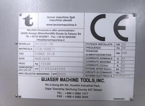 Quaser machine tools, INC MV204P/9B P260807017