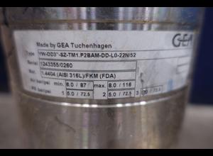 Μηχανή τροφίμων GEA Tuchenhagen YW-OD3"-SZ-TM1.P2BAM-DD-L0-22N/52 and TM1.P2BAM
