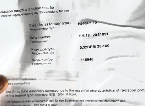 smiths detection 34434483. X-Ray Tube HI-RAY 10 VB0 P261006135