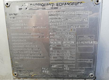 Barriquand IXASP 1X15/1X14X2000X280 welded plate heat exchanger P2610161322