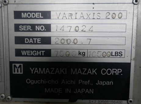 MAZAK VARIAXIS 200 P261029022